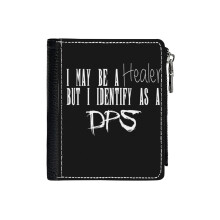 (Class Identity_1514) Men's Women PU Leather Wallets Compact Bifold with Zipper & Multiple Card Coins Slots Black Stylish Durable Graphic Design Print for Girl Boys