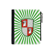(Grewwehause! Coloured_549) Men's Women PU Leather Wallets Compact Bifold with Zipper & Multiple Card Coins Slots Black Stylish Durable Graphic Design Print for Girl Boys