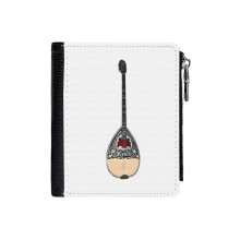 (Greek Bouzouki _3703) Men's Women PU Leather Wallets Compact Bifold with Zipper & Multiple Card Coins Slots Black Stylish Durable Graphic Design Print for Girl Boys