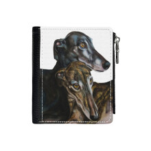 (Greyhounds - Galgos Espanol_1717) Men's Women PU Leather Wallets Compact Bifold with Zipper & Multiple Card Coins Slots Black Stylish Durable Graphic Design Print for Girl Boys