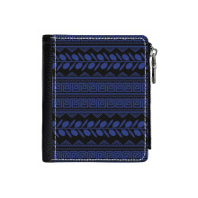 (Greek Key And Olive Branches Stamatia Collection_1874) Men's Women PU Leather Wallets Compact Bifold with Zipper & Multiple Card Coins Slots Black Stylish Durable Graphic Design Print for Girl Boys