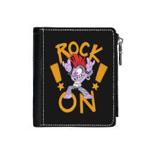 (Rock On Barb!!_7153) Men's Women PU Leather Wallets Compact Bifold with Zipper & Multiple Card Coins Slots Black Stylish Durable Graphic Design Print for Girl Boys