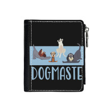 (NAMASTE CREW II_82) Men's Women PU Leather Wallets Compact Bifold with Zipper & Multiple Card Coins Slots Black Stylish Durable Graphic Design Print for Girl Boys