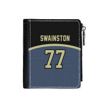 (#77 SWAINSTON (DARK)_7319) Men's Women PU Leather Wallets Compact Bifold with Zipper & Multiple Card Coins Slots Black Stylish Durable Graphic Design Print for Girl Boys
