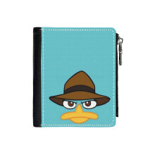 (Perry The Platypus Phineas And Ferb_6723) Men's Women PU Leather Wallets Compact Bifold with Zipper & Multiple Card Coins Slots Black Stylish Durable Graphic Design Print for Girl Boys