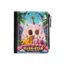 (Barb And Star Go To Vista Del Mar Poster_5268) Men's Women PU Leather Wallets Compact Bifold with Zipper & Multiple Card Coins Slots Black Stylish Durable Graphic Design Print for Girl Boys