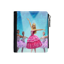 (Barbie Club 4_1109) Men's Women PU Leather Wallets Compact Bifold with Zipper & Multiple Card Coins Slots Black Stylish Durable Graphic Design Print for Girl Boys