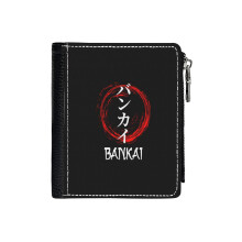 (Bankai Super Power_2201) Men's Women PU Leather Wallets Compact Bifold with Zipper & Multiple Card Coins Slots Black Stylish Durable Graphic Design Print for Girl Boys