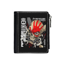 (Best Metal_1527) Men's Women PU Leather Wallets Compact Bifold with Zipper & Multiple Card Coins Slots Black Stylish Durable Graphic Design Print for Girl Boys