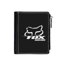 (Best Of Fox Racing Black White_2303) Men's Women PU Leather Wallets Compact Bifold with Zipper & Multiple Card Coins Slots Black Stylish Durable Graphic Design Print for Girl Boys
