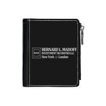 (Bernard L. Madoff Investement Securities LLC_7734) Men's Women PU Leather Wallets Compact Bifold with Zipper & Multiple Card Coins Slots Black Stylish Durable Graphic Design Print for Girl Boys