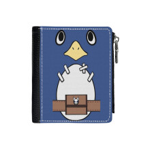 (Be A Prinny, Dood!_1028) Men's Women PU Leather Wallets Compact Bifold with Zipper & Multiple Card Coins Slots Black Stylish Durable Graphic Design Print for Girl Boys