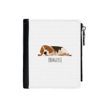 (Beagles_4303) Men's Women PU Leather Wallets Compact Bifold with Zipper & Multiple Card Coins Slots Black Stylish Durable Graphic Design Print for Girl Boys