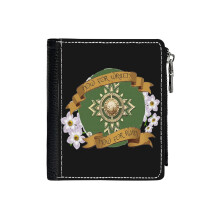 (Battlecry_2089) Men's Women PU Leather Wallets Compact Bifold with Zipper & Multiple Card Coins Slots Black Stylish Durable Graphic Design Print for Girl Boys