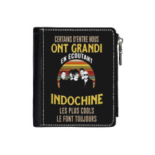 (Best Of Indochine Band Logo7 Exselna Genres Rock, ?new Wave_22) Men's Women PU Leather Wallets Compact Bifold with Zipper & Multiple Card Coins Slots Black Stylish Durable Graphic Design Print for Girl Boys