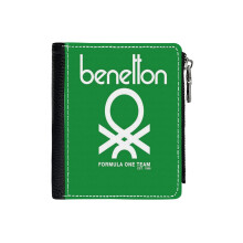 (Benetton Formula Team 80s Collection_156) Men's Women PU Leather Wallets Compact Bifold with Zipper & Multiple Card Coins Slots Black Stylish Durable Graphic Design Print for Girl Boys