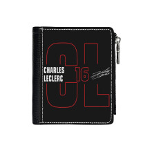 (Charles Leclerc_7494) Men's Women PU Leather Wallets Compact Bifold with Zipper & Multiple Card Coins Slots Black Stylish Durable Graphic Design Print for Girl Boys