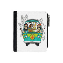 (Cheech And Chong With Smoke Bus_7512) Men's Women PU Leather Wallets Compact Bifold with Zipper & Multiple Card Coins Slots Black Stylish Durable Graphic Design Print for Girl Boys