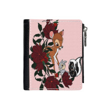 (Bambi And Friends_1129) Men's Women PU Leather Wallets Compact Bifold with Zipper & Multiple Card Coins Slots Black Stylish Durable Graphic Design Print for Girl Boys