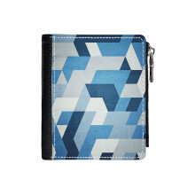(Abstract Geometry _5043) Men's Women PU Leather Wallets Compact Bifold with Zipper & Multiple Card Coins Slots Black Stylish Durable Graphic Design Print for Girl Boys