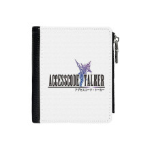 (Accesscode Talker In Final Fantasy Style Lite_822) Men's Women PU Leather Wallets Compact Bifold with Zipper & Multiple Card Coins Slots Black Stylish Durable Graphic Design Print for Girl Boys