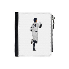 (Aaron Judge HR_1404) Men's Women PU Leather Wallets Compact Bifold with Zipper & Multiple Card Coins Slots Black Stylish Durable Graphic Design Print for Girl Boys