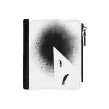(Abduction_2873) Men's Women PU Leather Wallets Compact Bifold with Zipper & Multiple Card Coins Slots Black Stylish Durable Graphic Design Print for Girl Boys