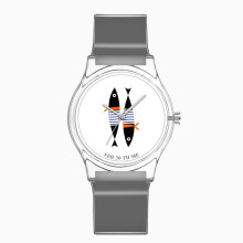(Ink grey) Korean-style simple transparent case watch, creative Fish series ladies' wristwatch, girls' student children's watch