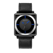 (black) Square imitation leather pointer waterproof watch