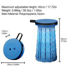 (Gradient Blue) Telescopic Lightweight Stool, Portable Folding Stool, Improved Portable Chair with 100kg Load Capacity, Adjustable to 8 heights