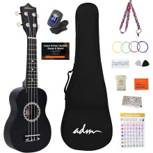 ADM Soprano Ukulele Set Kids and Beginners Ukulele Starter Kit with Bag Black