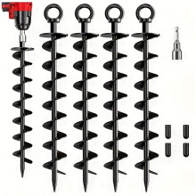 (4) [Heavy Duty Anchors] 4pcs Heavy Duty Spiral Ground Anchors | Screw-in Design - Windproof Stakes for Secure Outdoor Structures
