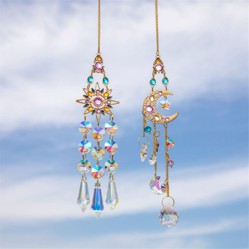 2 PCS Suncatcher Kristall Anhänger Vintage Windspiele Garten Decor 1