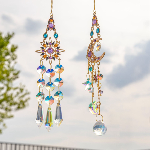 2 PCS Suncatcher Kristall Anhänger Vintage Windspiele Garten Decor 2