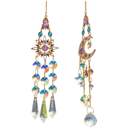 2 PCS Suncatcher Kristall Anhänger Vintage Windspiele Garten Decor
