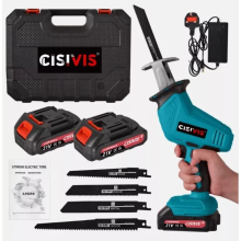 Cordless 21V Reciprocating Saw with 2 Batteries & 4 Blades | Brushless Electric Saw for Metal, Wood, PVC Cutting | Variable Speed