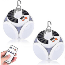Solar Camping Lantern, Portable Tent Lamp With Hanging Hook, Folding Led Football Bulbs Rechargeable