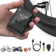 Bike Electric Pump Portable Wireless Air Compressor, Bicycle Inflator Pump with Gauge for Presta &