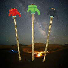 (Grass Green, 10 Pcs/set) 10-Pack Iron Tent Stakes - Multi-Use Spiral Ground Anchors with Glow-in-the-Dark Tops & Hex Head Driver for Camping, Outdoor Use
