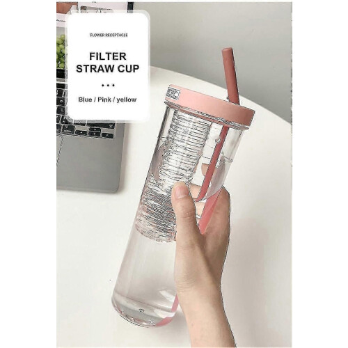 700ml Large Capacity Straw Cup With Independent Tea Compartment Foldin 2