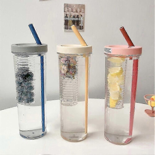 700ml Large Capacity Straw Cup With Independent Tea Compartment Foldin 1