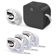 P12 Label Maker Machine with 4 Pack Black on Color Label Tape, Bluetooth Label Printer Support Mult