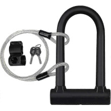 Bicycle Lock With Flexible Cable Lock And Mounting Bracket