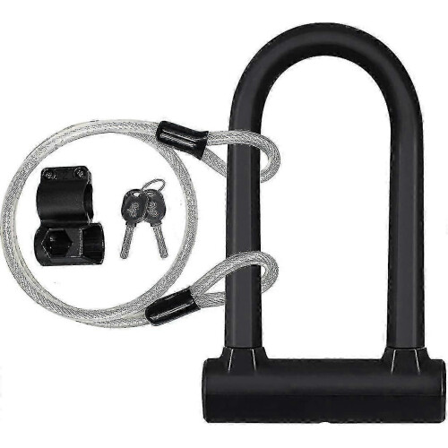 Bicycle Lock With Flexible Cable Lock And Mounting Bracket