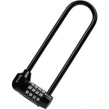 4-Digit Code Bike Lock - 18.5 cm with Long Shackle - Waterproof Bike Lock with Resettable Code - Ele