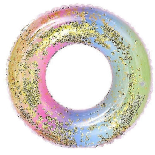 Swimming Ring, Transparent Floating Ring, Rainbow Sequin Swimming Ring Inflatable Pool Float
