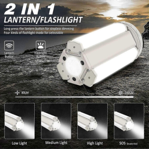 LED Camping Light, USB Rechargeable Folding Flashlight Work Light Waterproof Survival Light with Mag 1