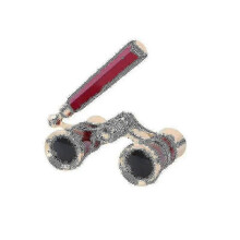 Binoculars 3x25 Metal Opera Theater Glasses with Red Coated Lens and Handle