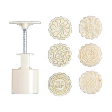 60g-75g Mooncake Mold 6pcs Flower Stamps Hand Press Moon Cake Pastry Mould Diy Bakware Mid-autumn Festival