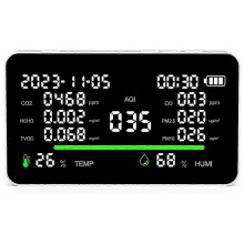 11 in 1 Air Quality Monitor,Indoor Co2/Voc//Pm2.5/Thermometer/Humidity Monitor,Air Quality Meters,A